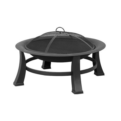 Round Fire Pit Steel Frame ak kouvèti